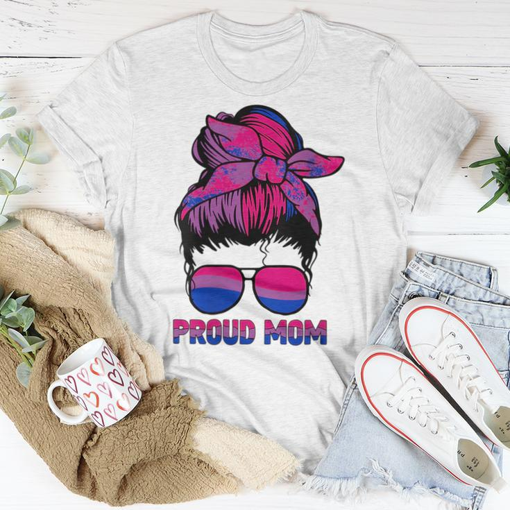 Proud Bisexual Mom Wife Support Bi Lgbt Pride Flag Women T-shirt Unique Gifts