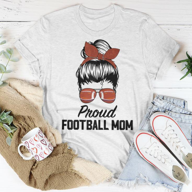 Proud Football Mom Life Messy Bun Women T-shirt Unique Gifts