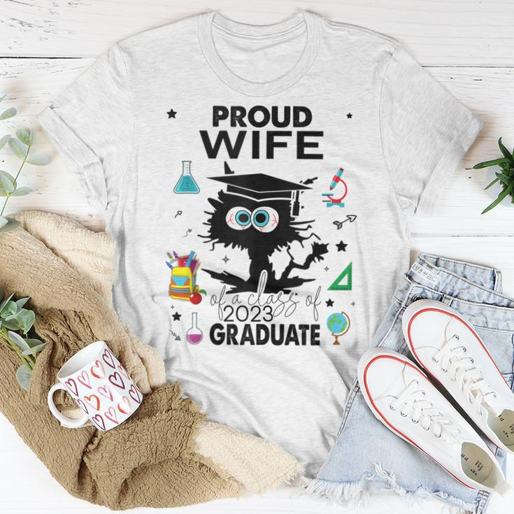 Proud Wife Of A Class Of 2023 Graduate Cool Black Cat Women T-shirt Unique Gifts