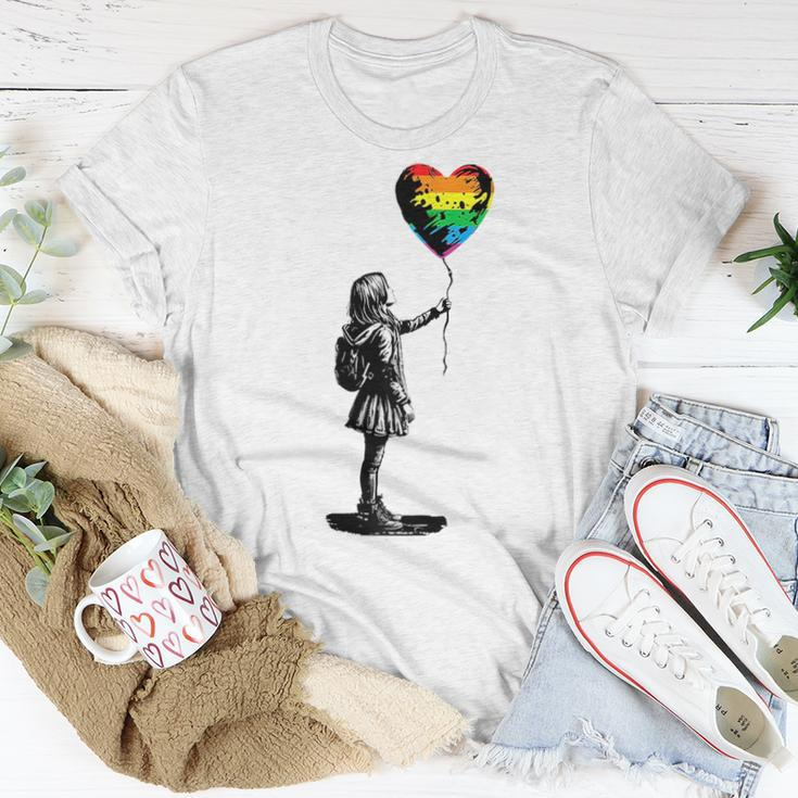 Rainbow Heart Balloon Lgbt Gay Lesbian Pride Flag Aesthetic Women T-shirt Unique Gifts