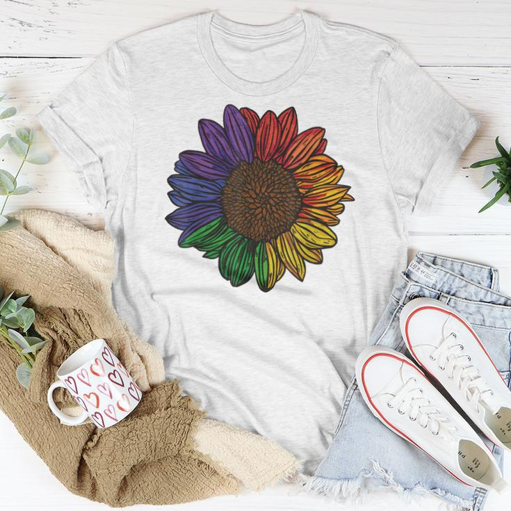 Rainbow Sunflower Lgbtq Flag Pride Month Women T-shirt Unique Gifts