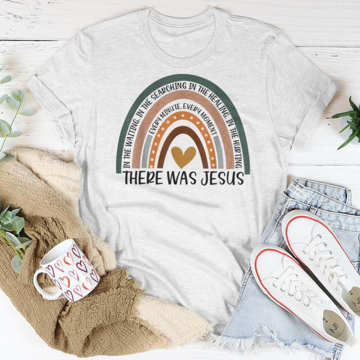 There Was Jesus Christian Faith Quote Boho Rainbow Faith Women T-shirt Unique Gifts
