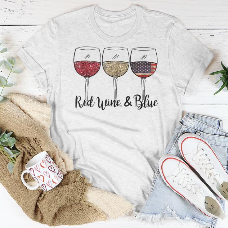 Red Wine & Blue 4Th Of July Usa American Flag Wine Patriotic Women T-shirt Unique Gifts