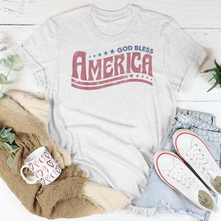 Retro Funny 4Th Of July God Bless America Independence Day Women T-shirt Crewneck Short Sleeve Graphic Personalized Gifts