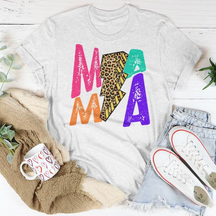 Retro Leopard Mama Lightning Bolt Western Country Bad Moms For Mama Women T-shirt Unique Gifts