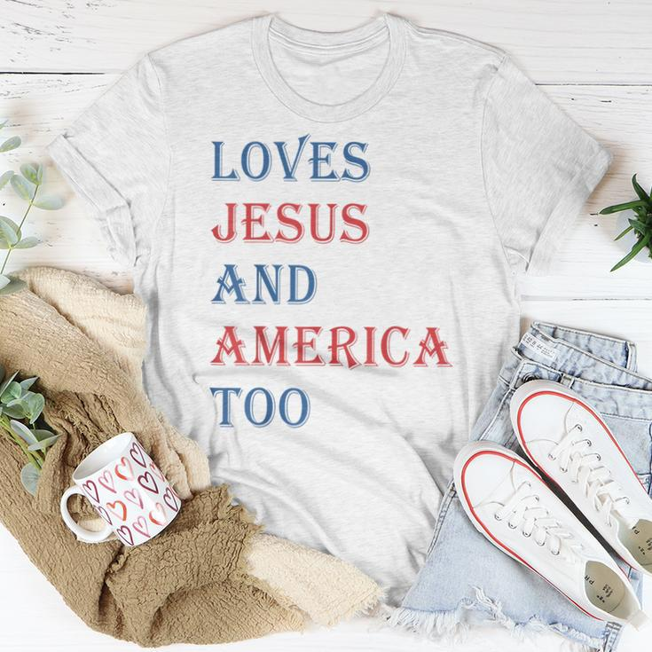 Retro Loves Jesus And America Too 4Th Of July Toddler Kids Women T-shirt Unique Gifts