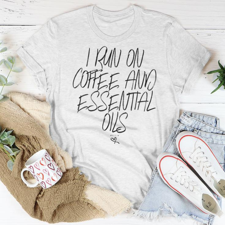 I Run On Coffee And Essential Oils Sarcastic Oil Mom Women T-shirt Crewneck Unique Gifts
