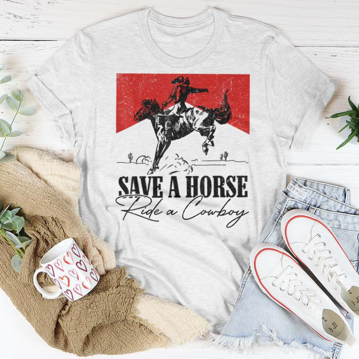 Save A Horse Ride A Cowboy Skeleton Country Skull Western Women T-shirt Funny Gifts