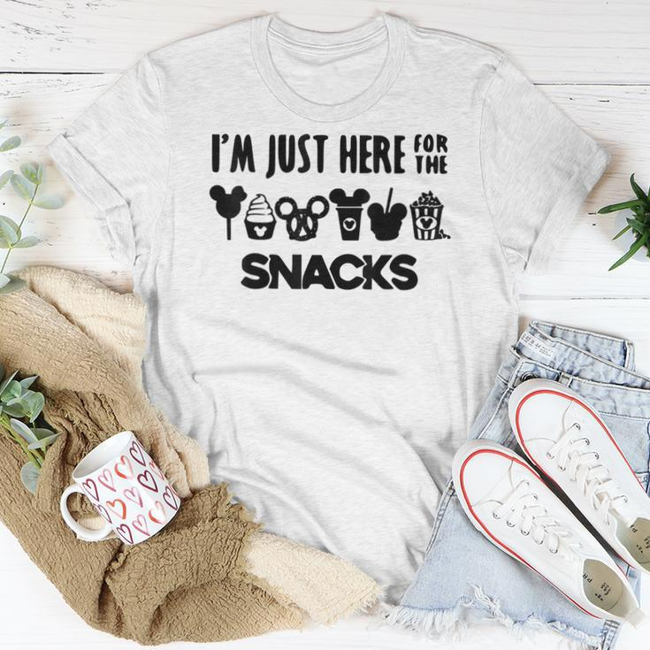 Snacks Apparel Men Women Kids Im Just Here For The Snacks Women T-shirt Funny Gifts