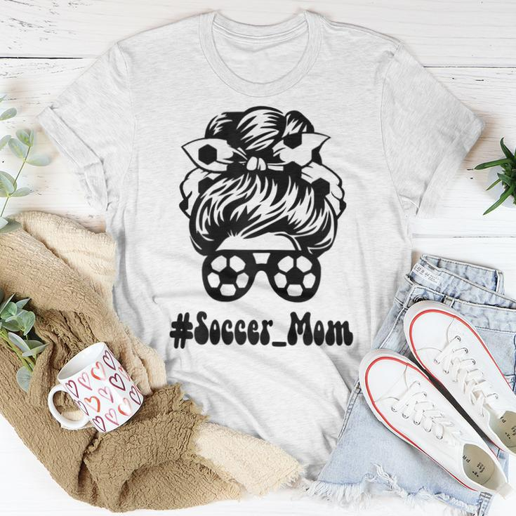 Soccer Mom Cute Messy Bun Soccer Game Day Cheer Mom Mom Life Women T-shirt Unique Gifts