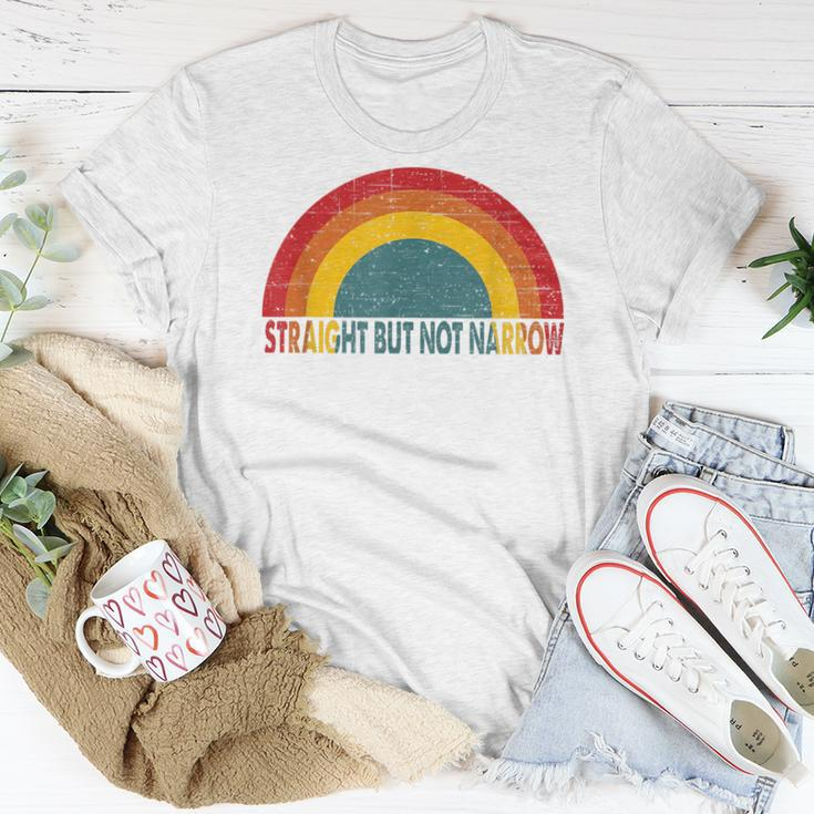 Straight But Not Narrow Retro Rainbow Lgbt Supporter Women T-shirt Unique Gifts