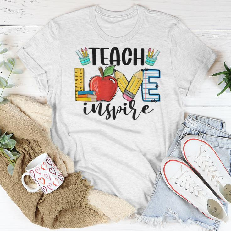 Teach Love Inspire Cute Teacher Teaching 1St Day Of School Women T-shirt Funny Gifts