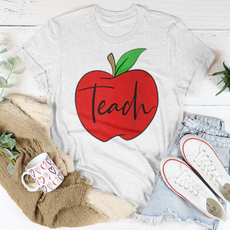Teach Proud Teacher Teaching Job Pride Apple Pocket Print Women T-shirt Unique Gifts