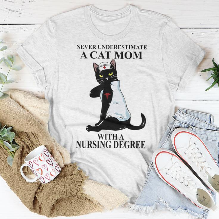 Never Underestimate A Cat Mom With A Nursing Degree For Mom Women T-shirt Crewneck Unique Gifts