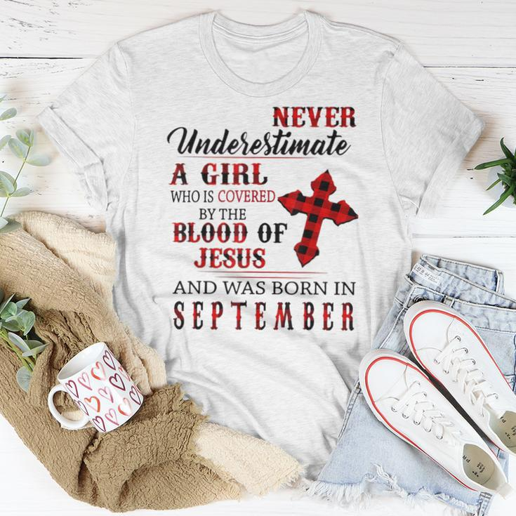 Never Underestimate A Girl Was Borns On September Jesuses Women T-shirt Funny Gifts