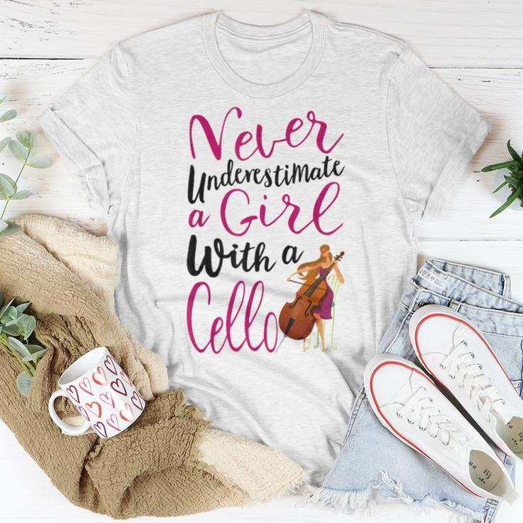Never Underestimate A Girl With A Cello Cool Quote Women T-shirt Funny Gifts