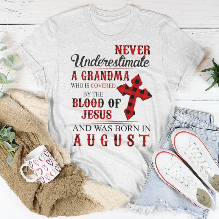 Never Underestimate A Grandma Who Is Covered Jesus In August Women T-shirt Unique Gifts