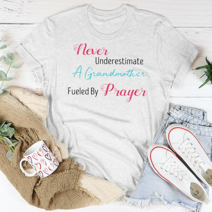 Never Underestimate A Grandmother Fueled By Prayer Women T-shirt Funny Gifts