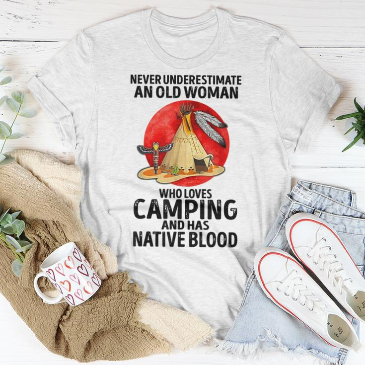 Never Underestimate An Old Woman Who Loves Camping Women T-shirt Unique Gifts