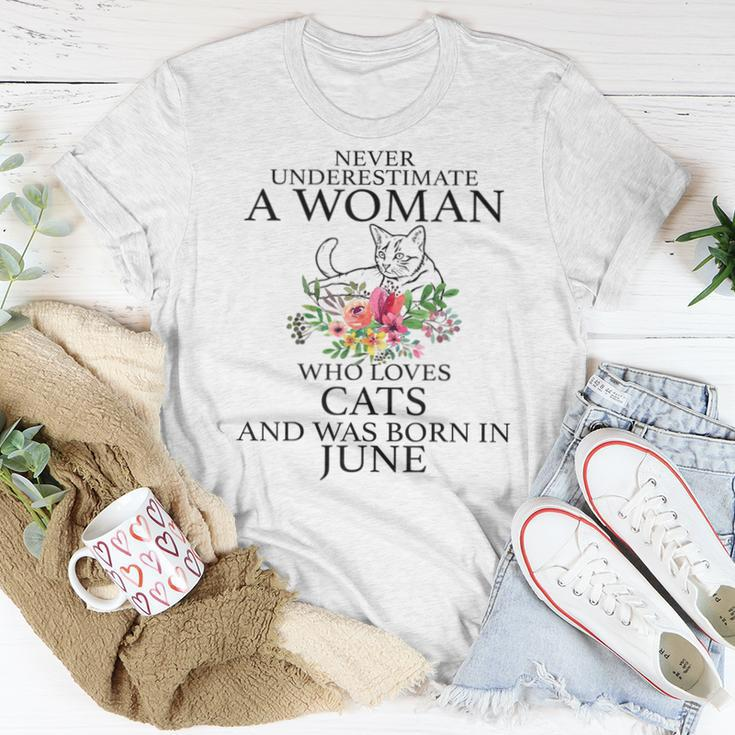 Never Underestimate A Woman Who Loves Cats And Borni Junie Women T-shirt Unique Gifts