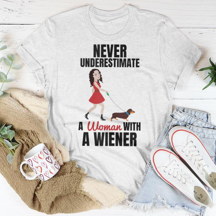 Never Underestimate A Woman With A Wiener Dachshund Women T-shirt Funny Gifts