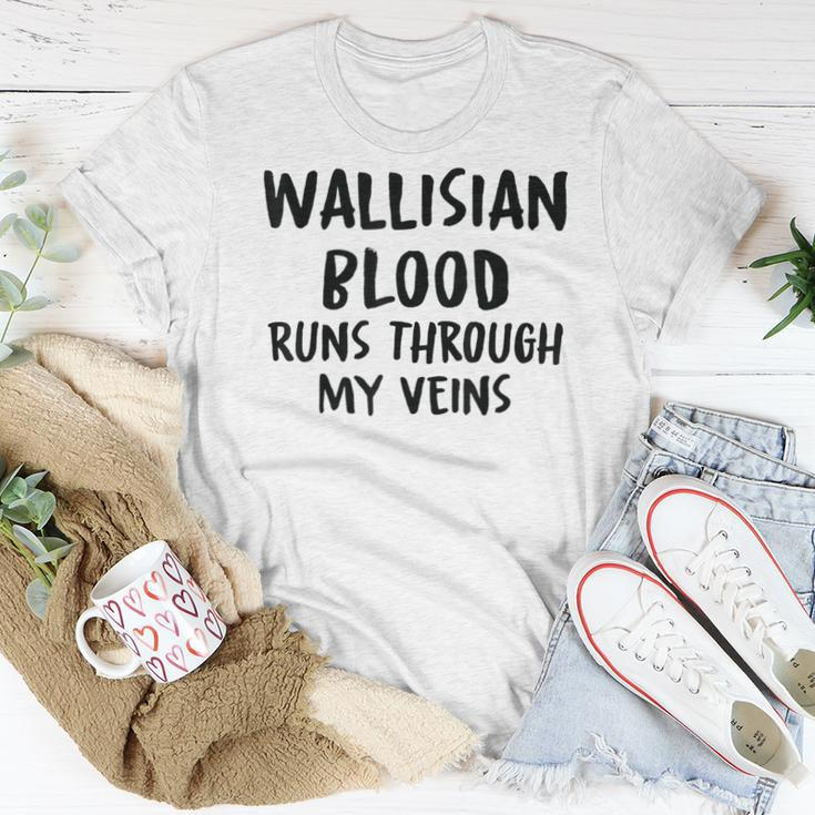 Wallisian Blood Runs Through My Veins Novelty Sarcastic Word Women T-shirt Funny Gifts