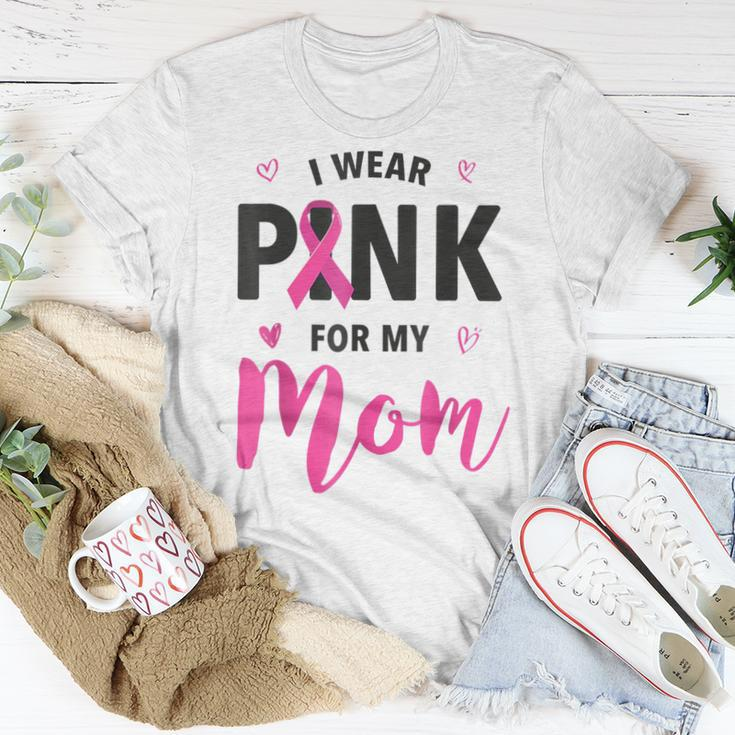 I Wear Pink For My Mom Breast Cancer Awareness Pink Ribbon Women T-shirt Funny Gifts