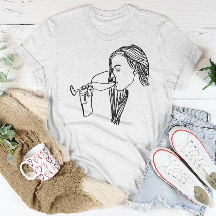 Woman Wine Outline Vintage Champagne Drinker Women T-shirt Funny Gifts
