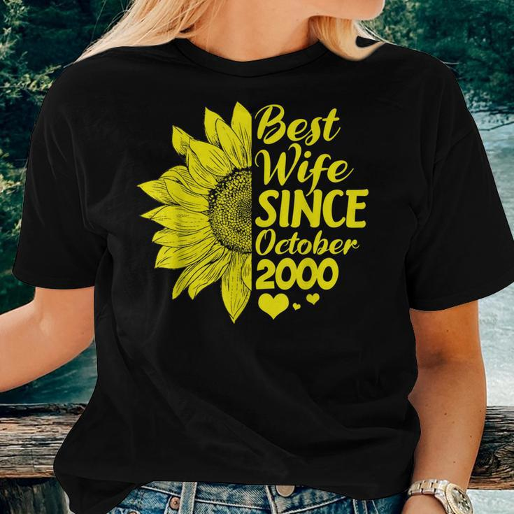 19Th Wedding Anniversary Sunflower Wife October 2000 Women T-shirt Gifts for Her