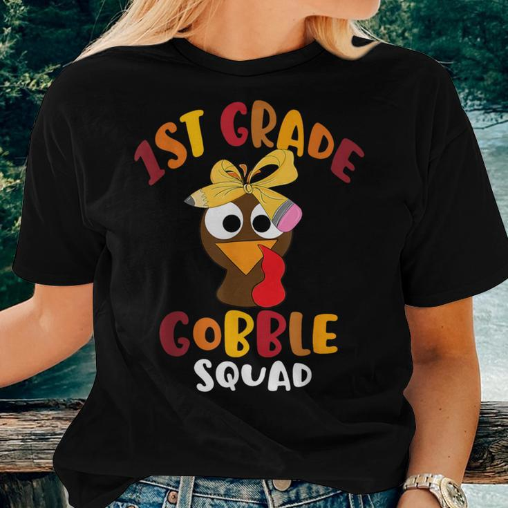 1St Grade Gobble Squad Cute Turkey Happy Thanksgiving Women T-shirt Gifts for Her