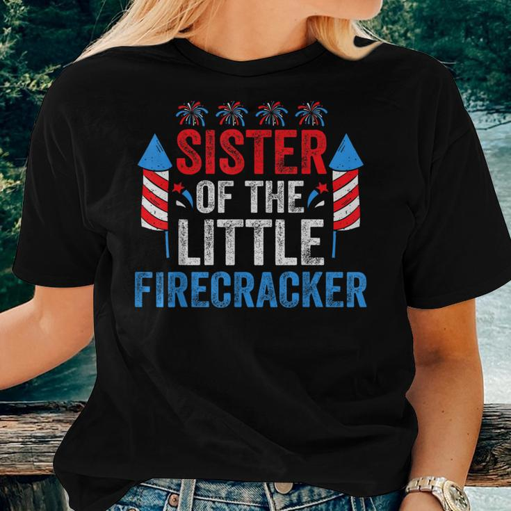 4Th Of July Birthday Sister Of The Little Firecracker Women T-shirt Gifts for Her