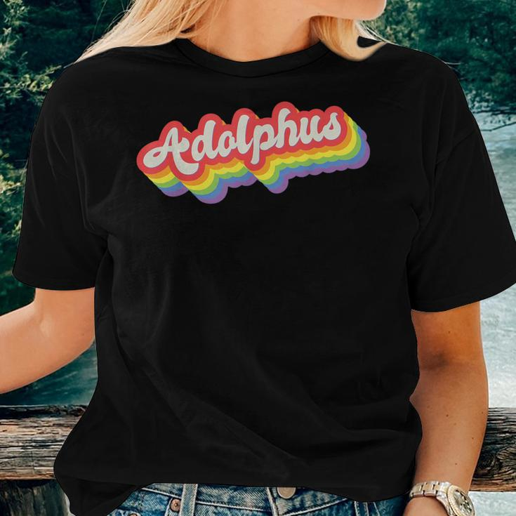 Adolphus Pride Month Lgbtq Rainbow Flag Name Personalised Women T-shirt Gifts for Her
