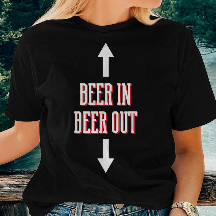 Alcohol Booze College Student Party Beer In Beer Out Women T-shirt Crewneck Gifts for Her