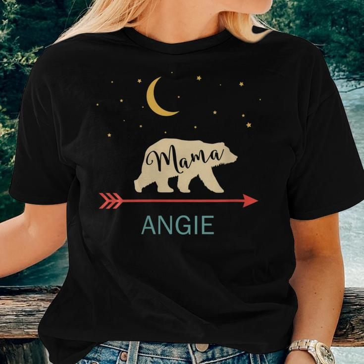 Angie Name Personalized Retro Mama Bear Women T-shirt Gifts for Her
