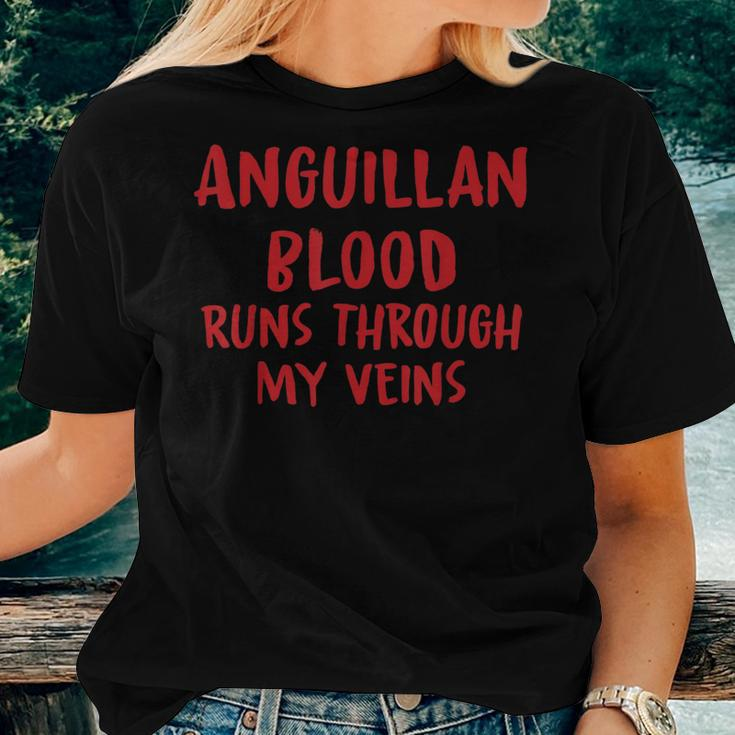 Anguillan Blood Runs Through My Veins Novelty Sarcastic Word Women T-shirt Gifts for Her