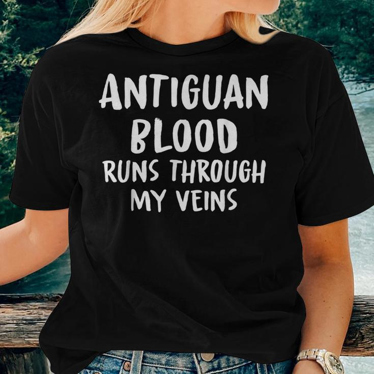 Antiguan Blood Runs Through My Veins Novelty Sarcastic Word Women T-shirt Gifts for Her