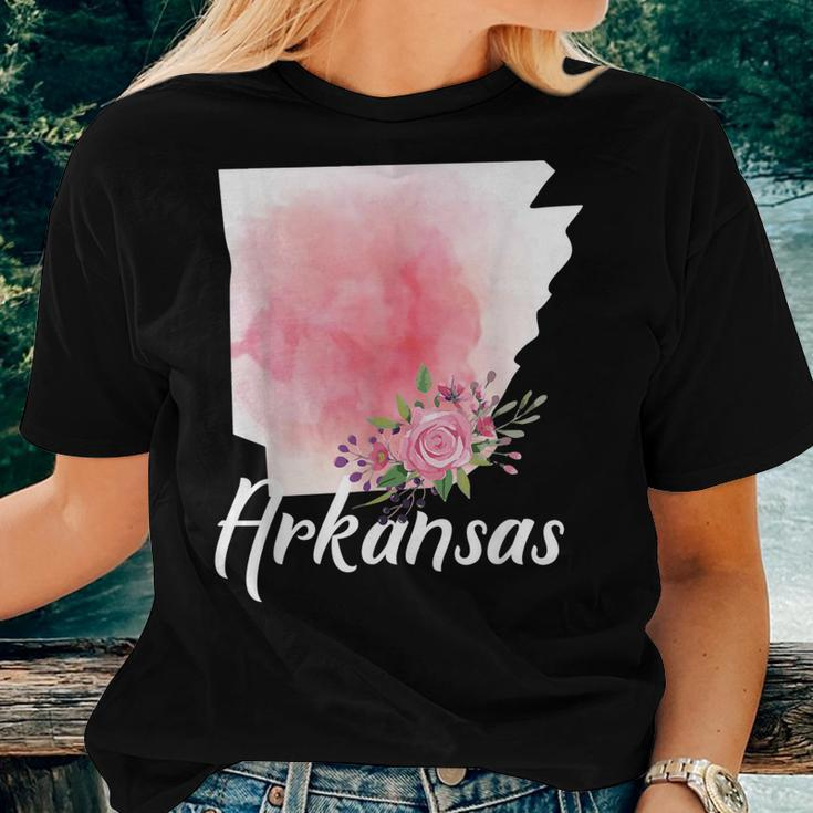 Mazezy Girls Women's Arkansas State Floral Watercolor Map Oversized Comfort