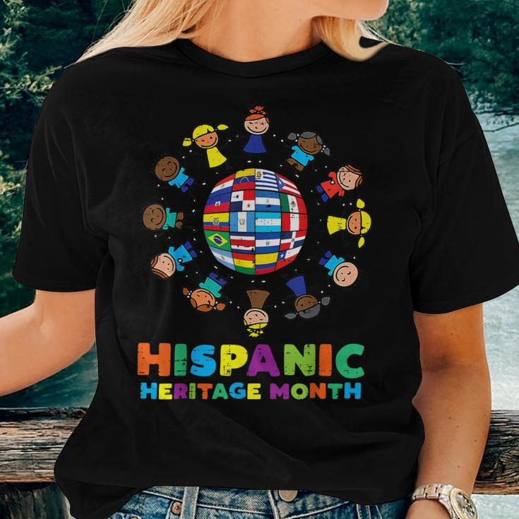 Around Globe Hispanic Flags Heritage Month Boys Girls Women T-shirt Gifts for Her