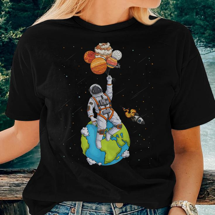 Astronaut Planets Outer Space Man Solar System Women T-shirt Gifts for Her