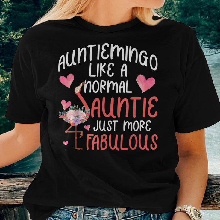 Auntiemingo Cute Auntie Flamingo Lover Girl Best Friend Bestie Women T-shirt Gifts for Her