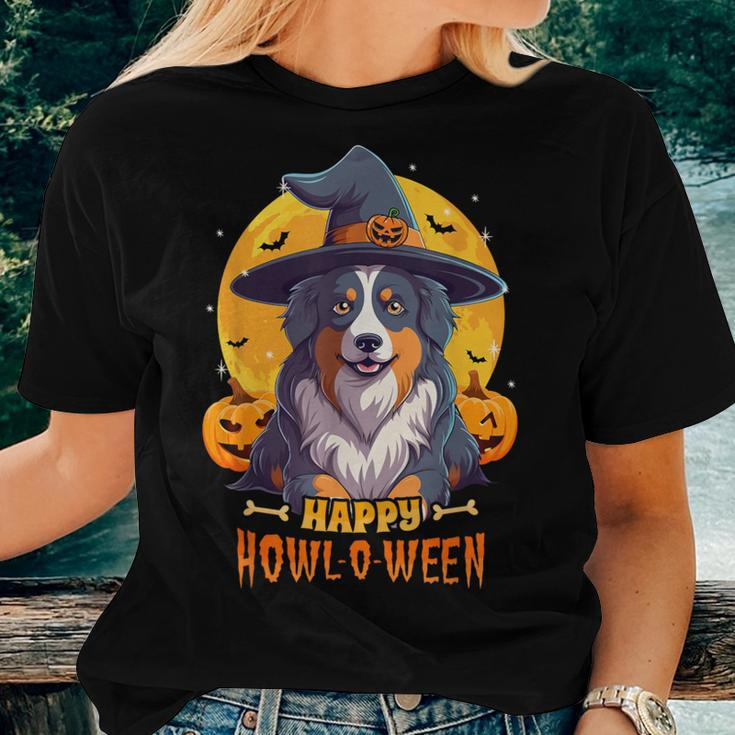 Australian Shepherd Halloween Dog Howl O Ween Pet Women T-shirt Gifts for Her