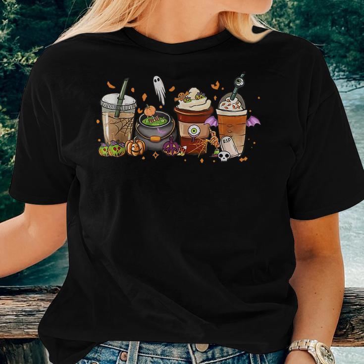 Autumn Fall Coffee Latte Cups Horrors & Ghost Halloween Days For Coffee Lovers Women T-shirt Gifts for Her