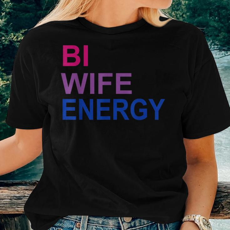 Bi Wife Energy Bisexual Bi Pride Women T-shirt Crewneck Gifts for Her