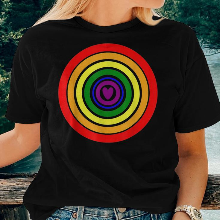 Big Target Pride Lgbtq Gay Lgbt Ally Rainbow Flag Retro Women T-shirt Gifts for Her