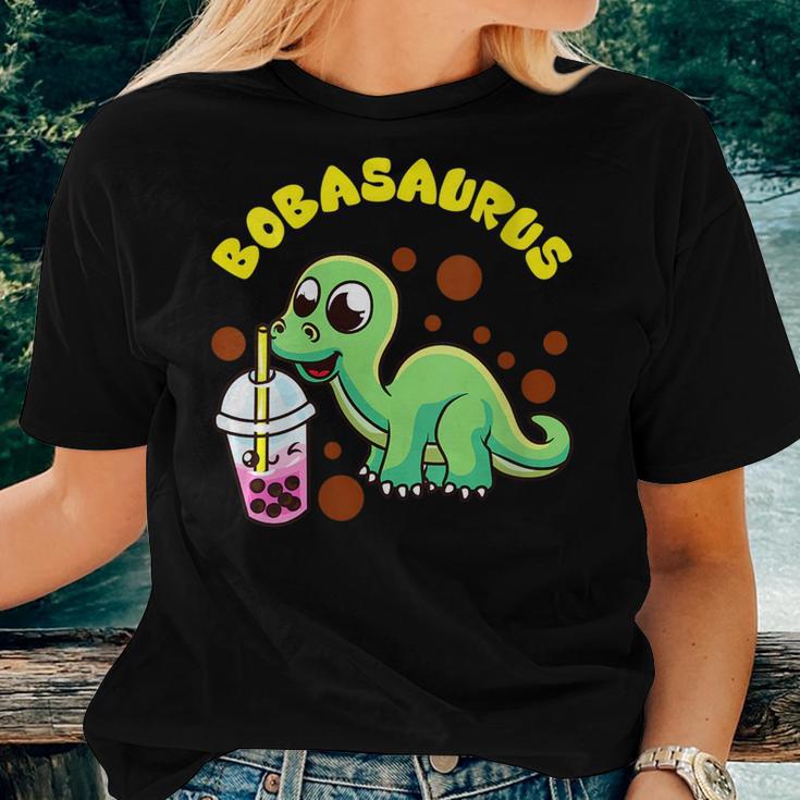 Bobasaurus Cute Bubble Tea Boba Dinosaur Milk Lover Dinosaur Women T ...