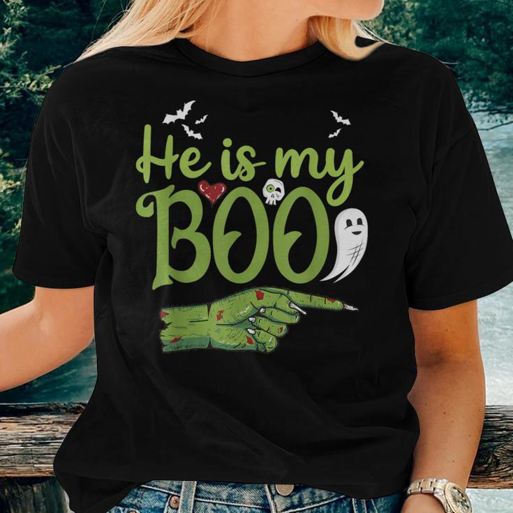 He Is My Boo Halloween Costume Zombie Matching Couple Women T-shirt Gifts for Her