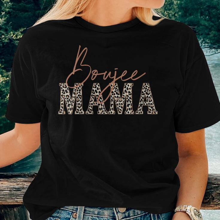 Boujee Mama Leopard Boujee Mom Women T-shirt Casual Daily Basic Unisex Tee Gifts for Her