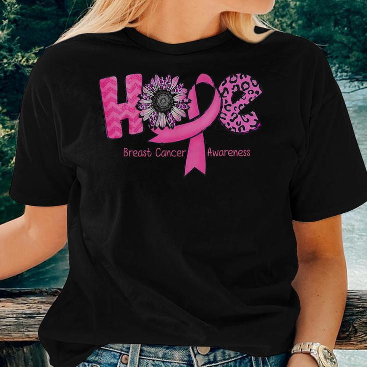 Breast Cancer Awareness Hope Pink Ribbon Leopard Sunflower Women T-shirt Gifts for Her