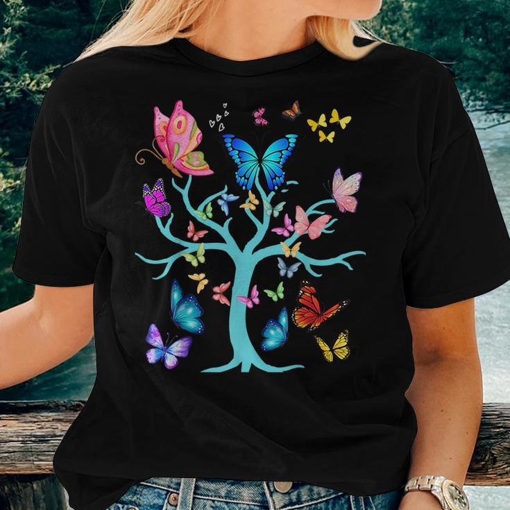 Butterfly Lovers Butterflies Circle Around The Tree Design Women T-shirt Gifts for Her