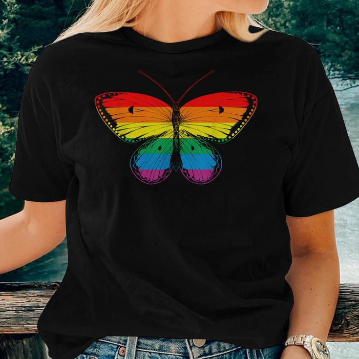 Butterfly Rainbow Print Rainbow Butterfly Women T-shirt Gifts for Her